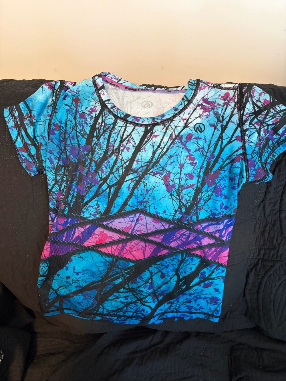INKnBURN Turquoise Blue Tee with Pink & Purple Graphic